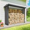 Firewood Shed. Firewood Shelter. Steel. Raised Floor. Sloping Roof. 213 X 66.5 X 150 Cm. Dark Gray