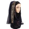 Chal de Gasa con Encaje para Mujer, Hijab Musulmán Bordado Elegante, Pañuelo para la Cabeza de Moda Modesta