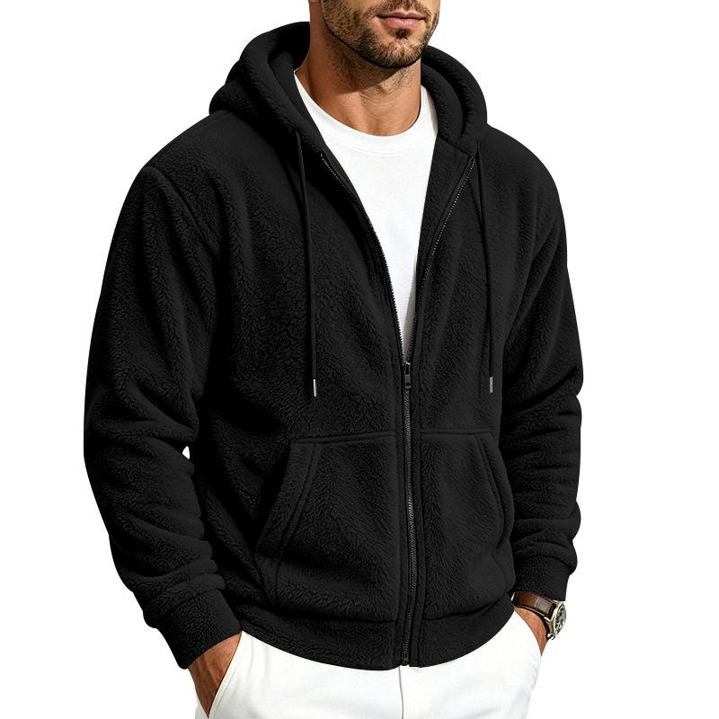 Men S Fleece Lined Zip Up Hooded Casual Sweatshirt