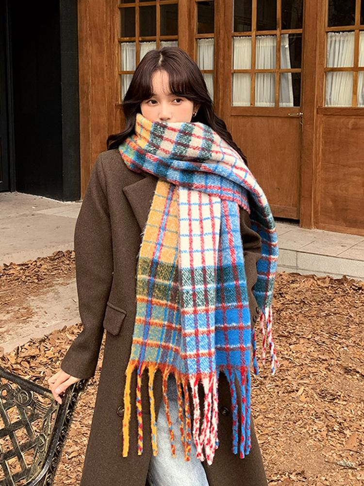 New  Imitation Cashmere Women Scarf Winter Preppy Style Vintage Plaid Scarve Pashmina Mujer Foulard Bufanda Wrap Shawl Pareo