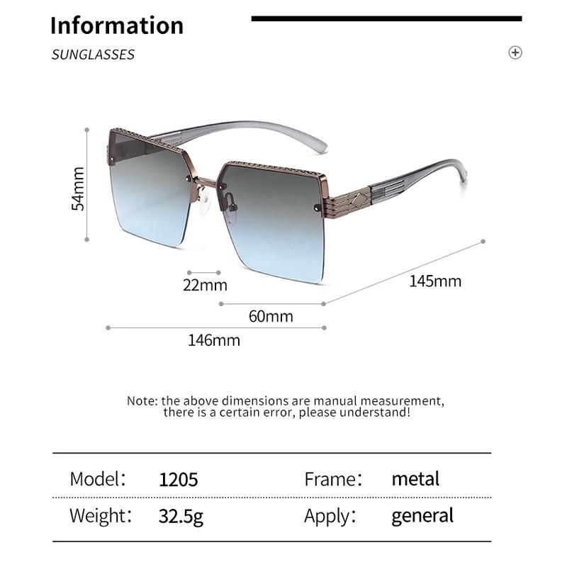 New Sunglasses Fashionable Large Box Glasses Fashion Show Half Frame Sunglasses 1205