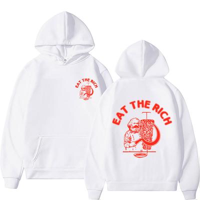 Eat The Rich Doner D%C3%B6ner Kebab Karl Marx Socialist Hasan Piker Double Sided Print Hoodie Men Women Casual Loose Sweatshirt
