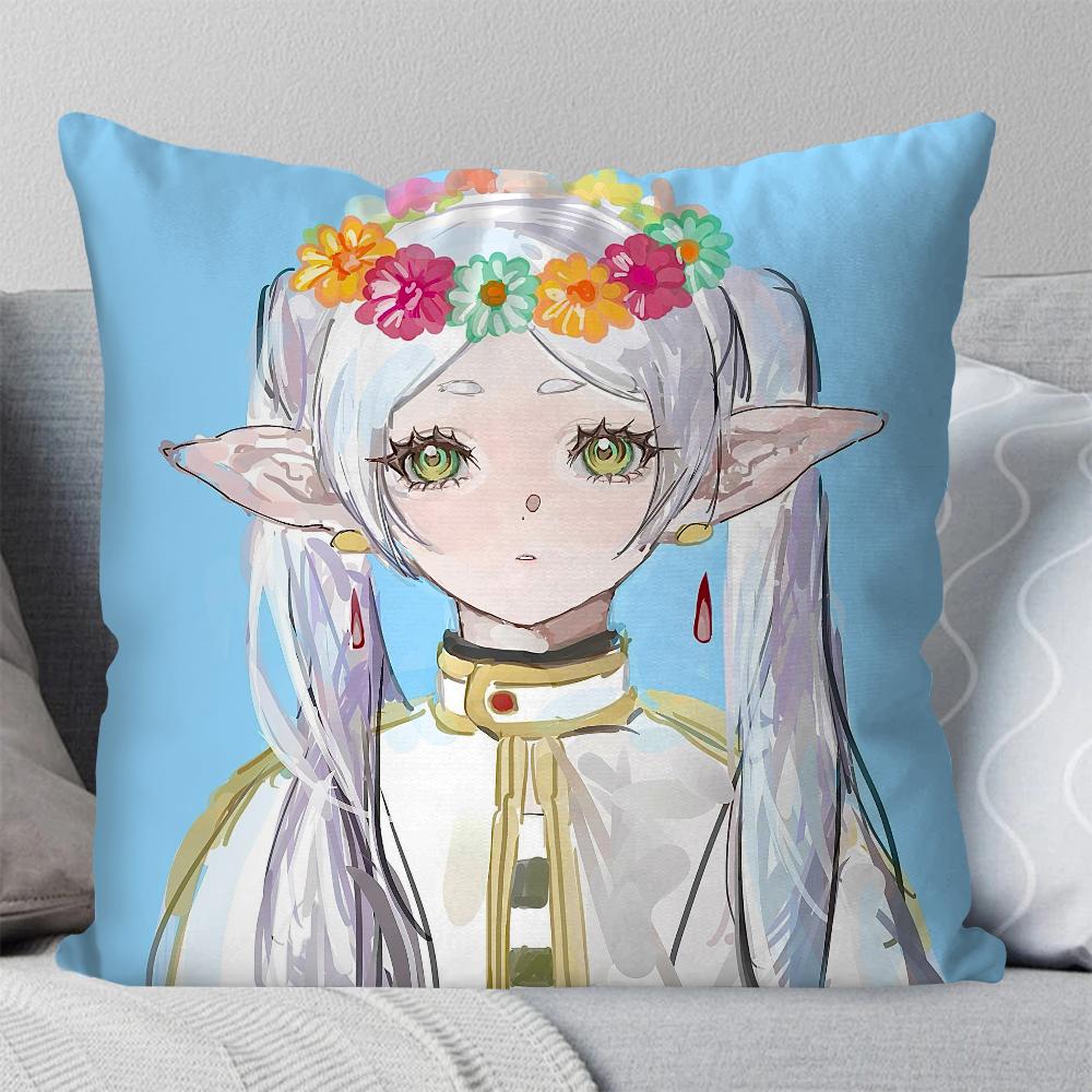 Animation Frieren Beyond Journeys End Pillow Case Square Pillow Bedroom Sofa Leisure ComfortCarLiving Room Home Decoration 40X40