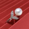 Adjustable Mermaid Ring with Near Round Freshwater Pearl - Strong Luster, Light Luxury, Versatile, Fashionable Jewelry.