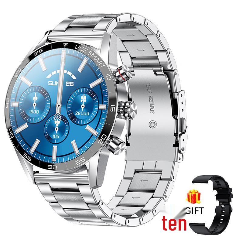 Men's Large-Screen Round Dial Smartwatch with Multi-Functionality and Bluetooth Calling