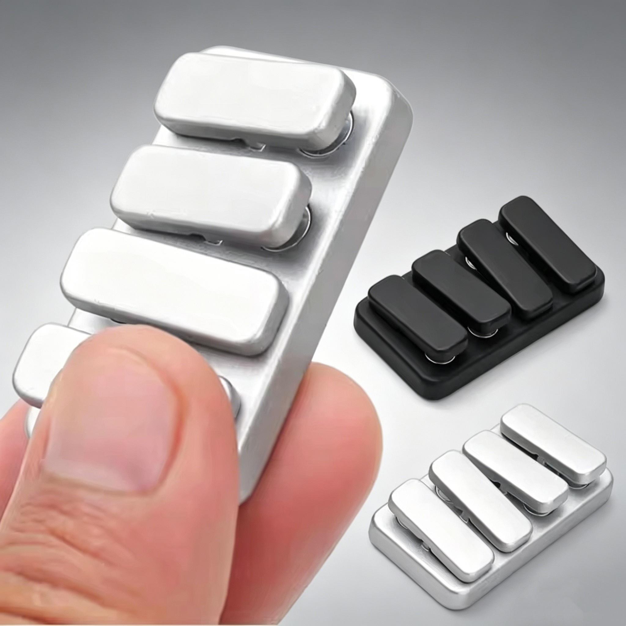 Discover Intime Black/Silver Piano Keys Magnetic Fidget Edc Slider Rectangle Seesaw Push Card Portable Fingertip Gyro For Adults Adhd Anxiety Office Toy Gift