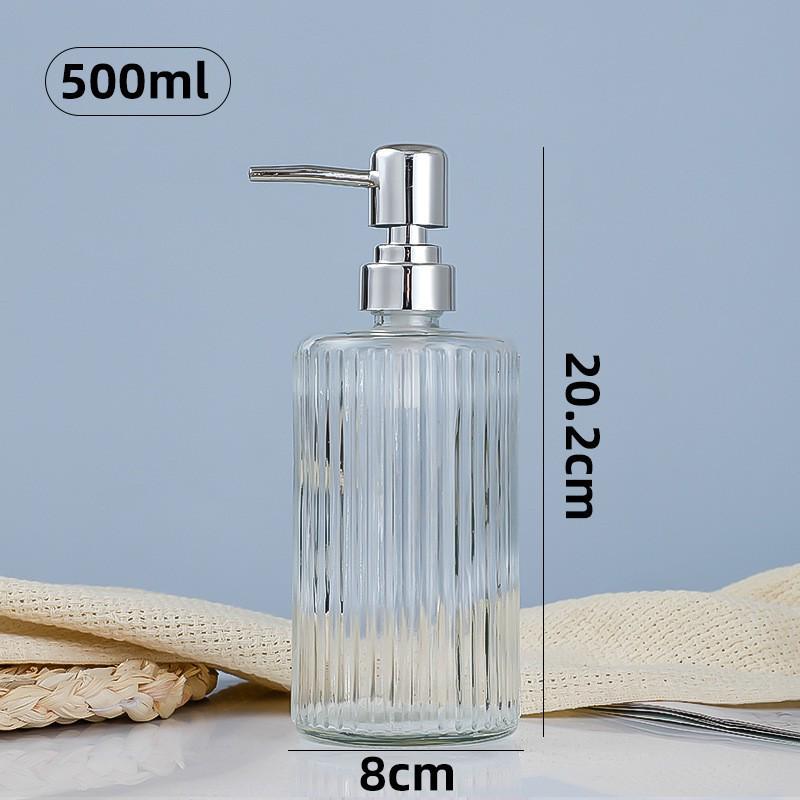 500ml European Style Refillable Glass Pump Bottle for Soap, Shampoo, Conditioner, or Shower Gel