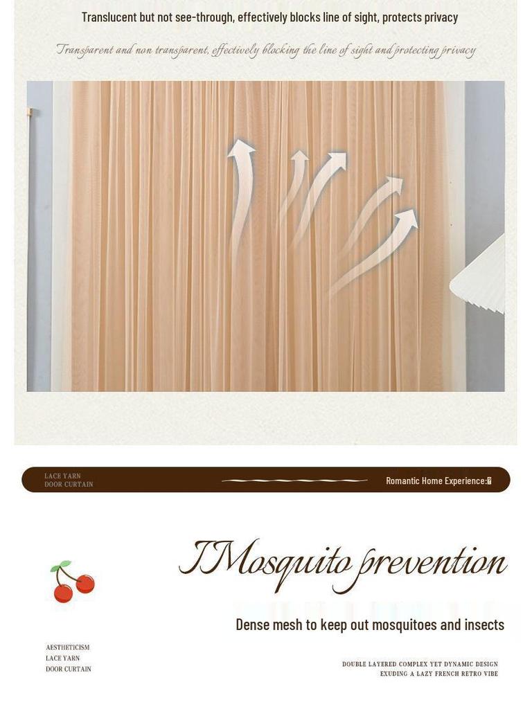 Krajková dvouvrstvá protikomáří závěs na dveře s přepážkou pro soukromí pro všechna roční období