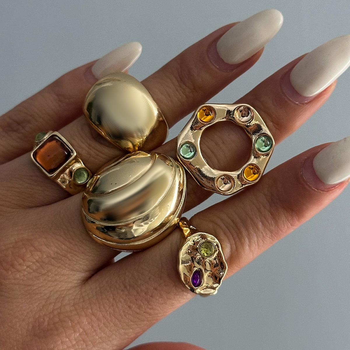 

DIEZI Baroque Vintage French Rhinestone Rings For Women Men Fashion Punk Gold Silver Color Knuckle Joint Ring Set Jewelry