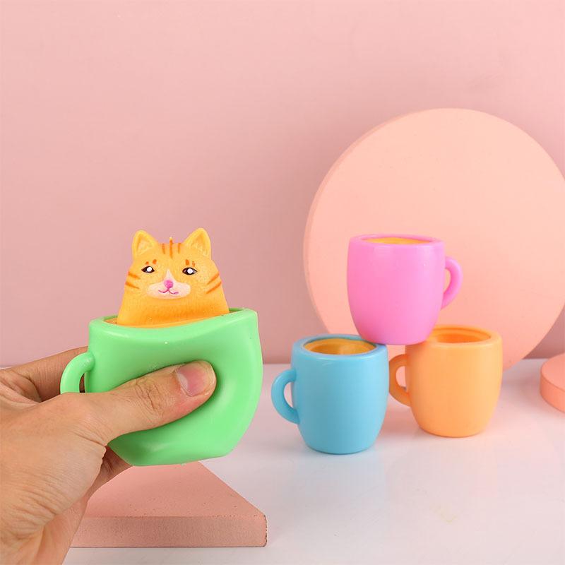 

New Decompression Cat and Cat Cup Tea Dog Cup Pinch and Squeeze Children s Toys Adult Venting Stress Reliever