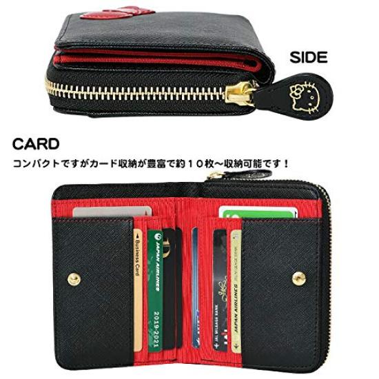 Hello Kitty Women's Bifold Wallet with Genuine Leather Ribbon, 12161 (Black)