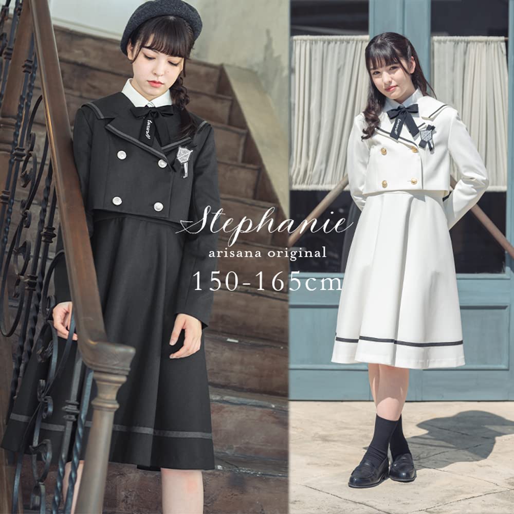 Graduation Ceremony Elementary School Girl Suit Clothes Formal Stephanie Jumper Skirt Blouse Ribbon Tie Patch 5 White 160cm [Arisana] Children's