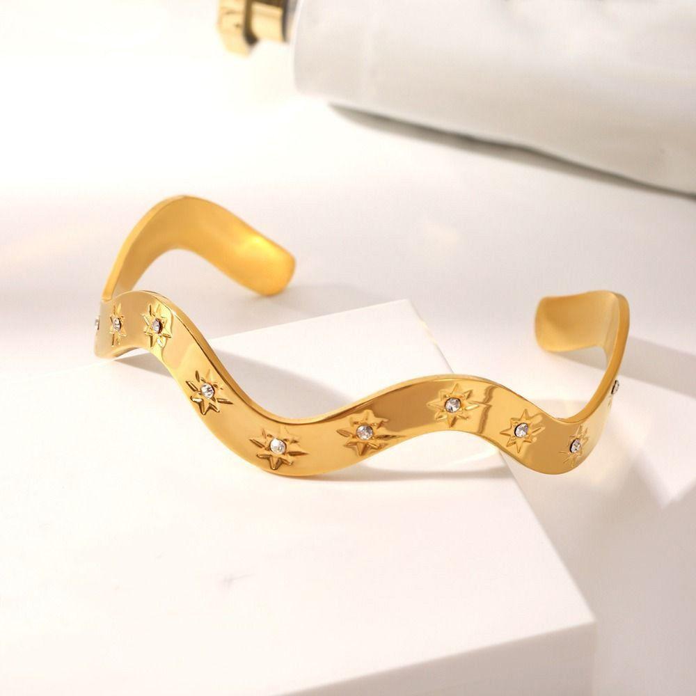 Simple Style W-type Bracelet Bling Geometry Bracelets Classic Metal Bangles  Women Gifts