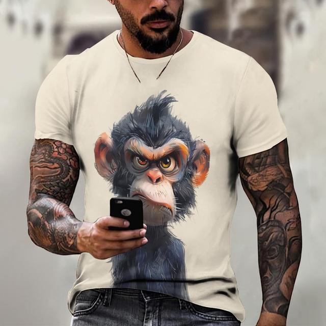 Sommer Kurzarm Tier T-Shirt für Männer 3D-Muster Druck Casual Tee Fashion Street Übergroße Kleidung Herren T-Shirt Streerwear
