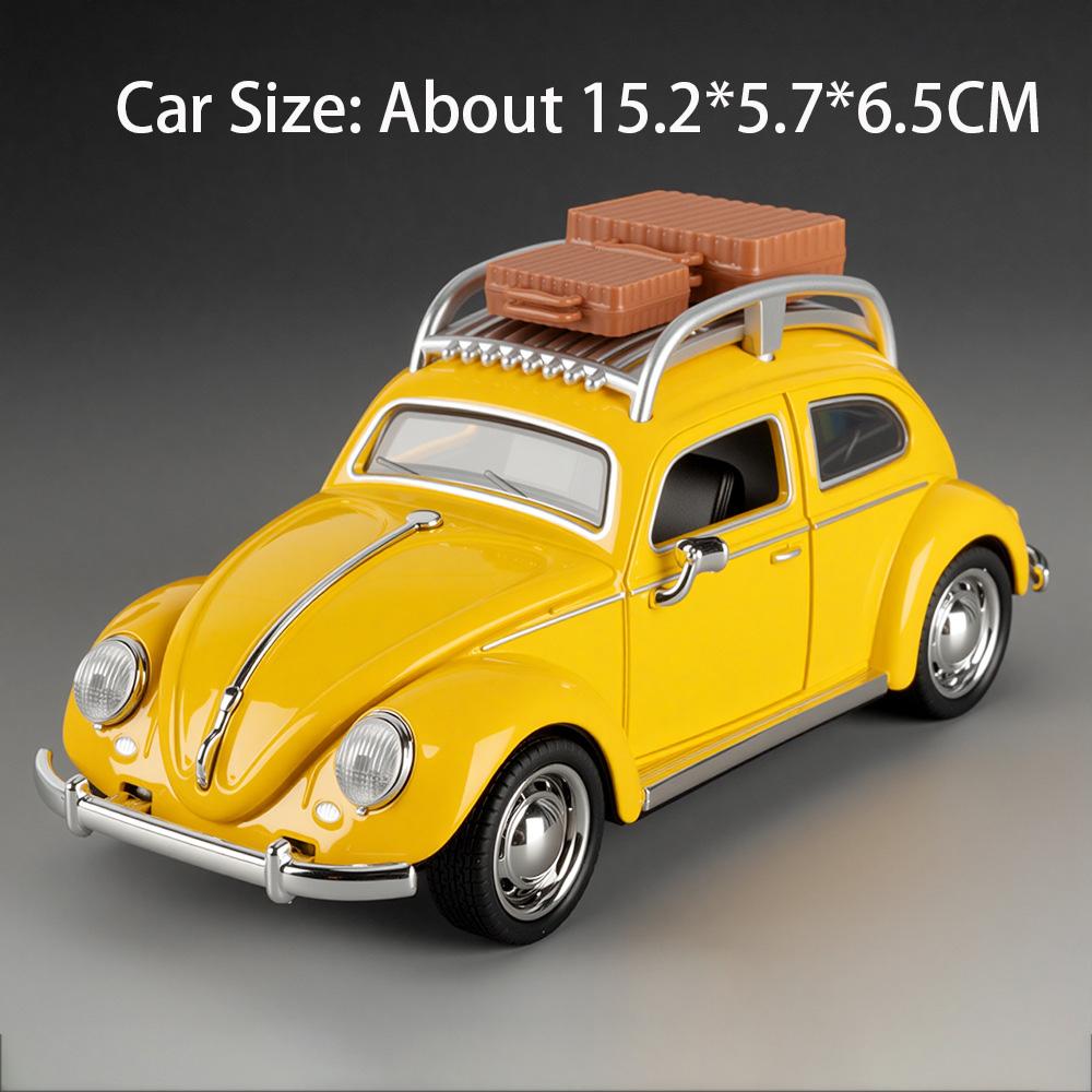 

1:32 Scale Bettle 1955 Car Model Toy Sound Light Doors Opened Miniature Models Pull Back Alloy Diecast Vehicle Hobby Collections