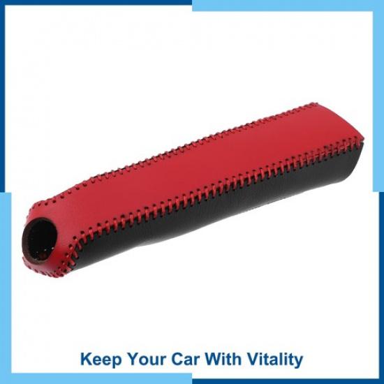 Pack (1) Car Handbrake Handle Cover Black Red Faux Leather For Honda Civic 06-11