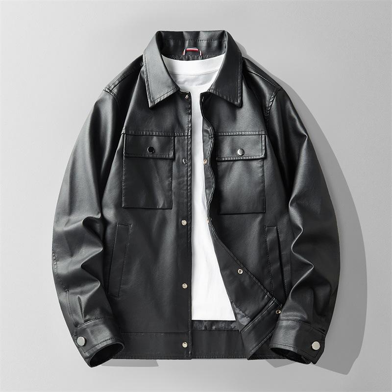 New Trend Jacket Men's Leather Jacket Men's Trend Casual Fashion Versatile Light Luxury Men's Leather Jacket