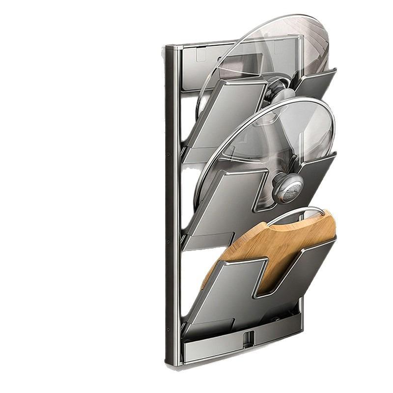 Suction Cup Non-punching Lid Rack Wall-mounted Multi-functional Kitchen Folding Rack Placement Anvil Cutting Board Storage