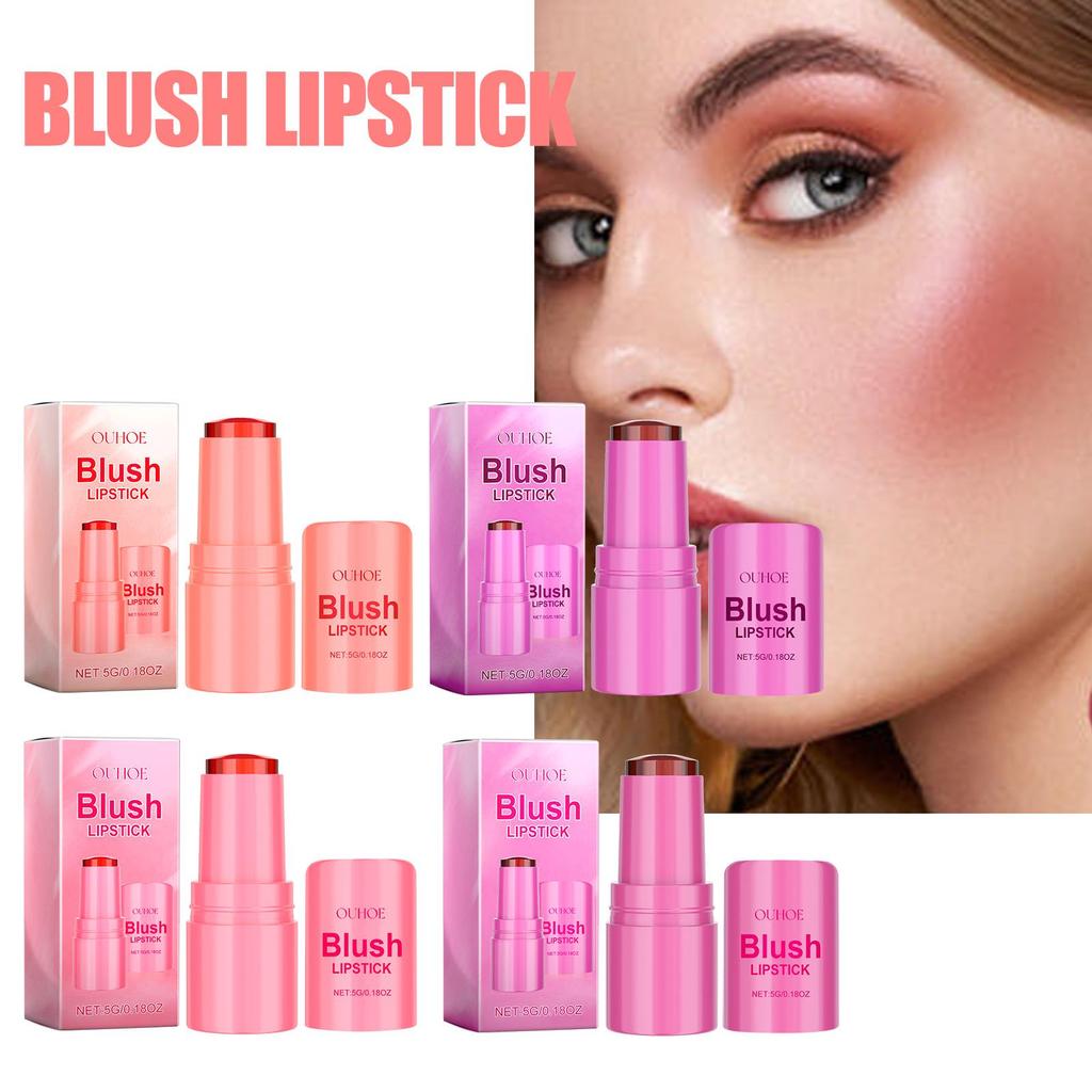 OUHOE Rose Pink Jelly Lip & Blush Stick - Refreshing, Long-Lasting Light Makeup.