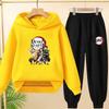 children's Hoodie Anime Demon Slayer Suitable hooded sweatshirt outerwear pants set autumn clothing for