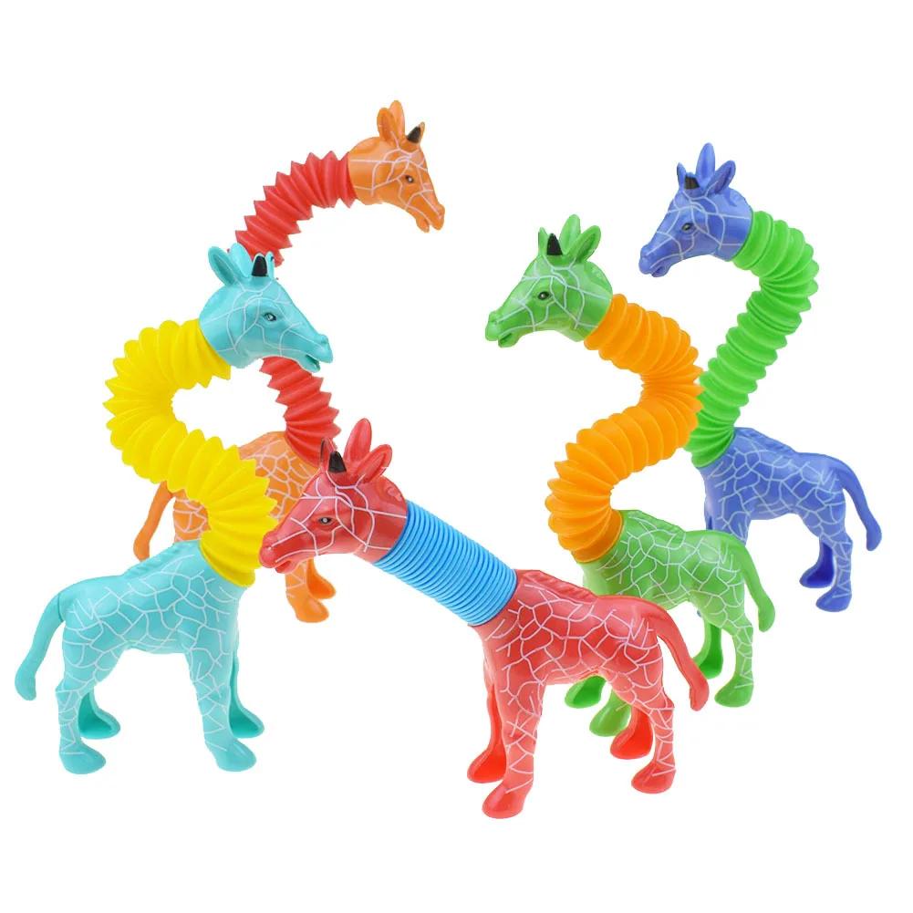5Pcs Novelty Spring Dog Pop Tubes Sensory Toy Stress Relieve Bellows Toys For Adult Kids Anti-Stress Squeeze Toys Gifts