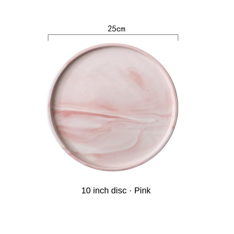 Ceramic Jewelry PizzA Plate Gray Pink Personalized Marble Designs Porcelain Bedside Jewelry Storage Service Tray Holder WF