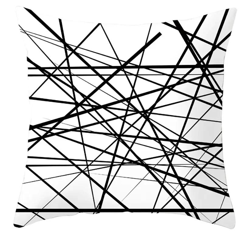 45*45cm Black and White Cushion Cover Waist Pillowcase Nordic Geometric Throw Pillow Sofa Bedroom Pillowslip Car Home Decor