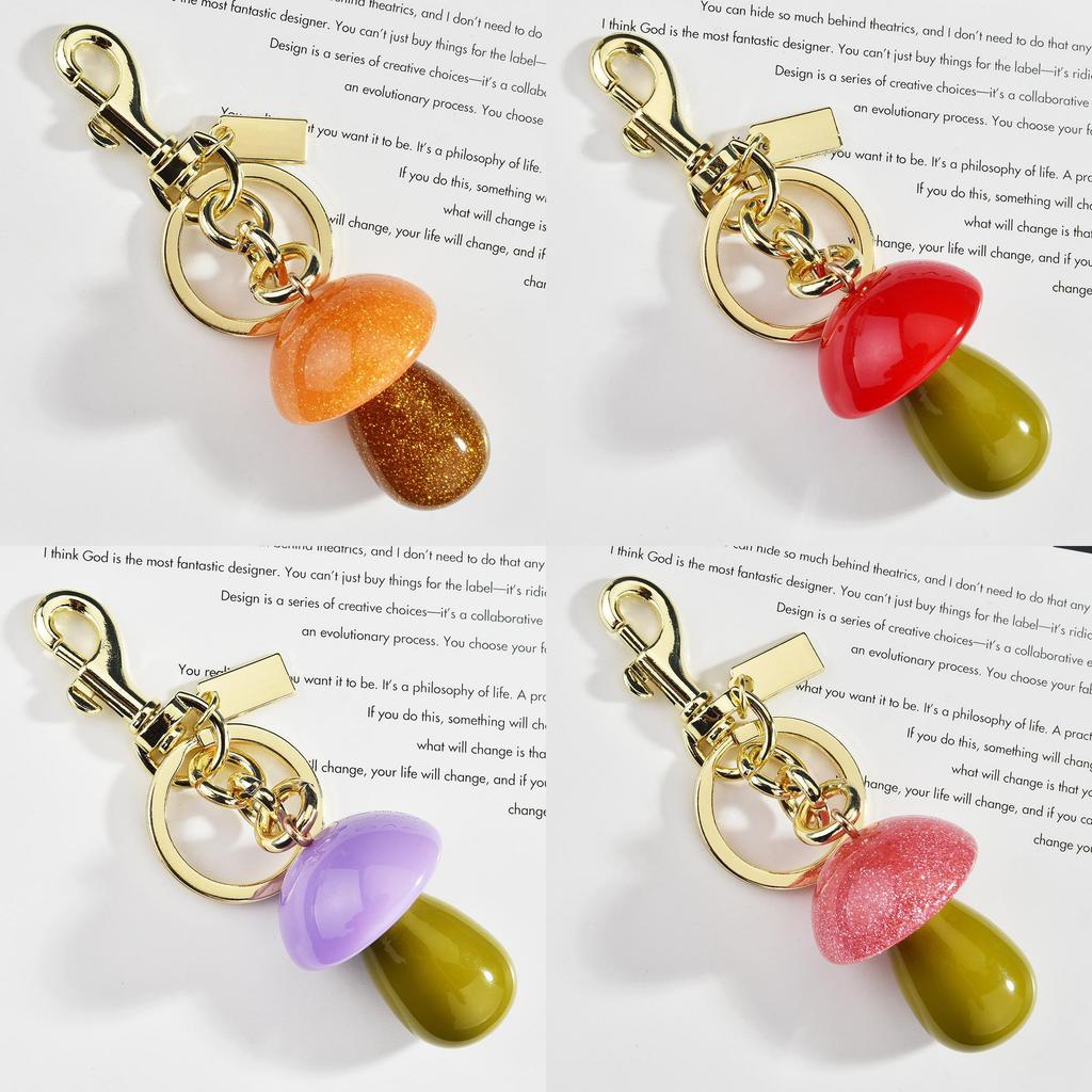 Creative Mushroom Keychain For Bags And Keys With Resin Finish For Casual Use