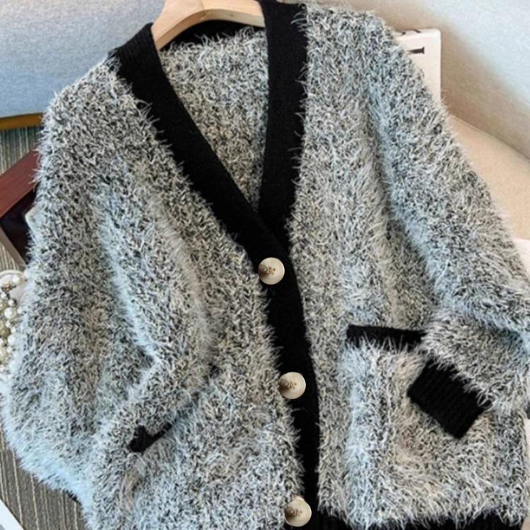 

Европейский свитер крупной вязки женский элегантный с длинным рукавом в ленивом стиле осенне-зимние топы XXXL серый