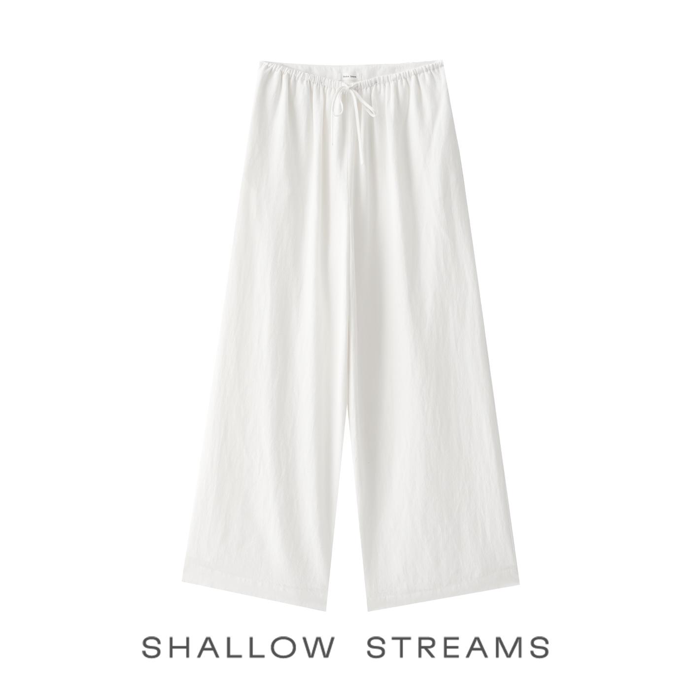 

Sea of Dimples High-Waisted Linen Trousers: Breathable White Wide-Leg, Floor-Length, Early Autumn Casual Pants. Extra Large
