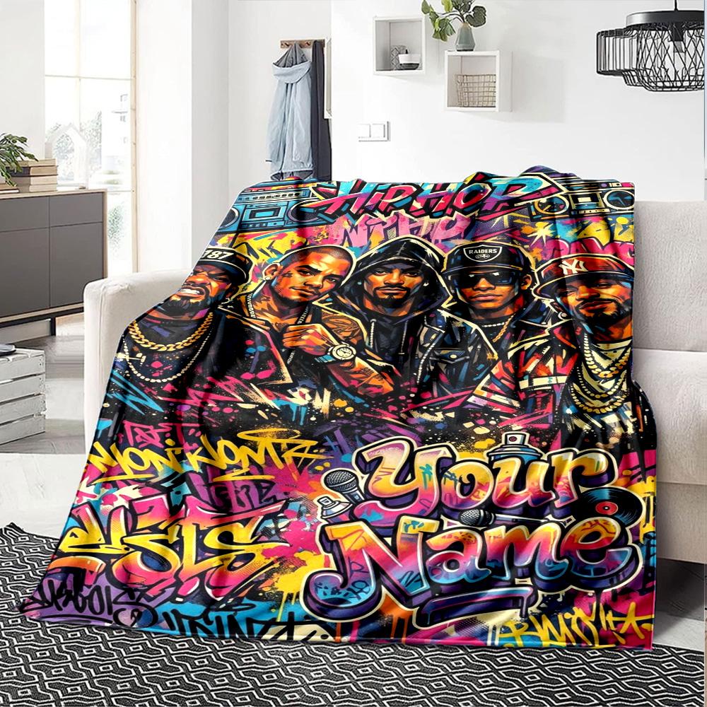 Name Custom Rappers Print Flannel Blanket High Quality Warm Comfortable Cover for All Seasons Perfect for Gifts Home Decor