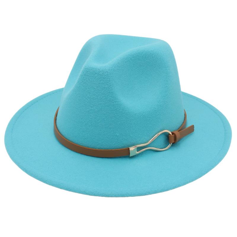Foreign Trade Elegant Felt Hat Belt Buckle Top Hat Modified Face Jazz Hat British Dance Performance Woolen Hat Literature And Art