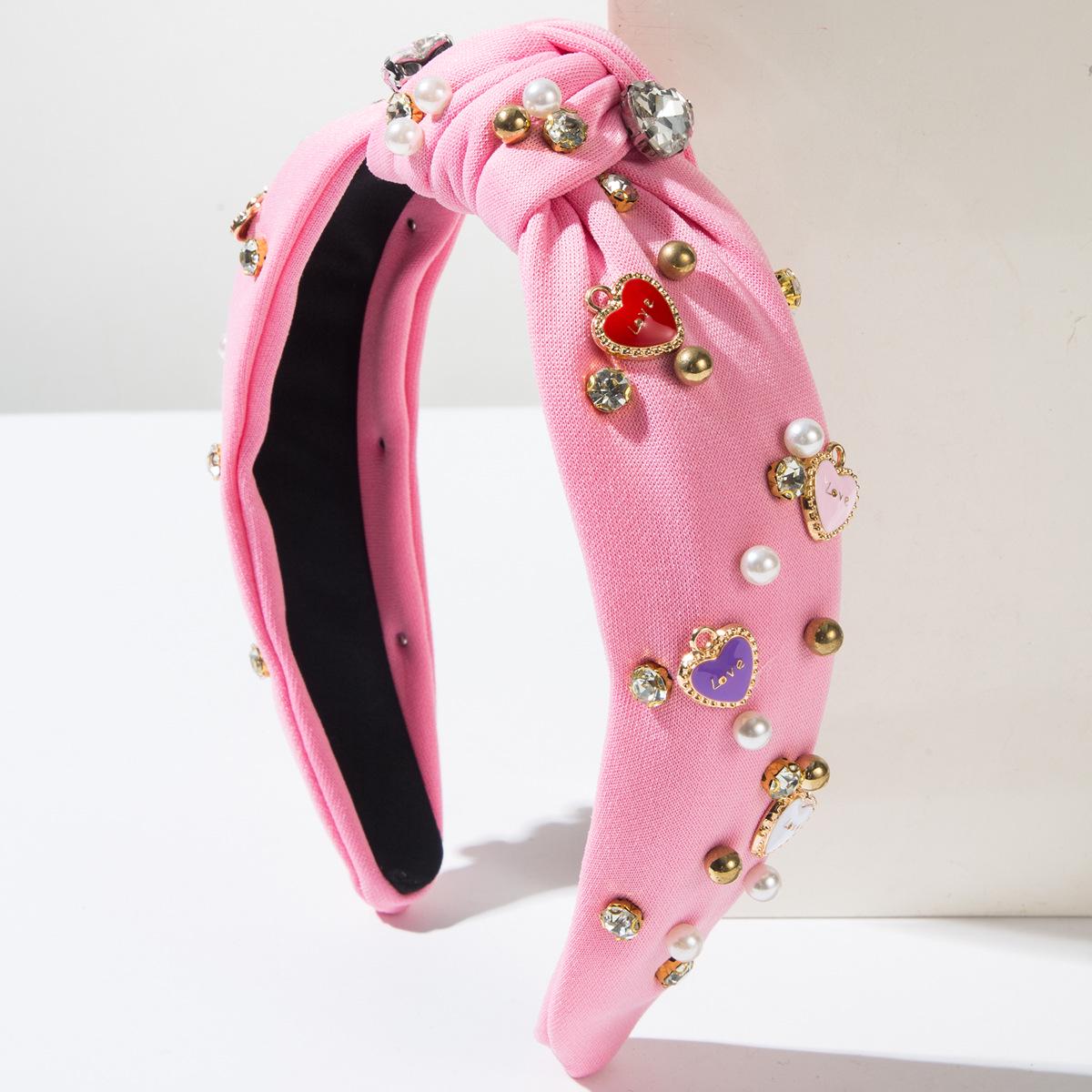 

Повязка на голову ко Дню святого Валентина с буквами «Love» из жемчужного сплава — модный, милый праздничный аксессуар для волос розовый