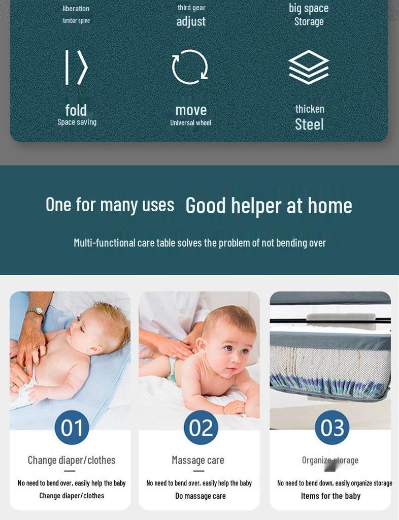 Multi-Functional Baby Crib with Changing Table and Newborn Care Station