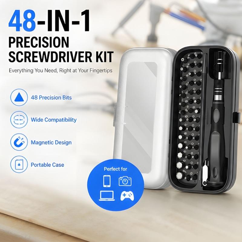 Manual Screwdriver Repair Kit 48 in 1 for Laptop Service, Phone Opening, Household Device Maintenance, and Detailed Assembly Tasks