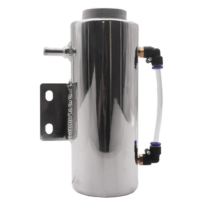 Universal Stainless Steel Water Coolant Header Overflow Expansion Tank Reservoir(Polished), 8.07x2.95inch