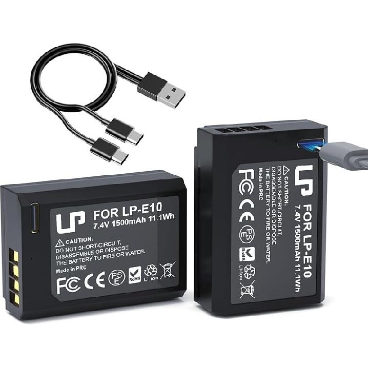 LP LP-E10 Battery Rechargeable, Charger Compatible with Canon EOS Rebel T7, T6, T5, T3, T100, 4000D, 3000D, 2000D, 1500D, 1300D, 1200D, 1100D & More