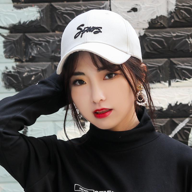 Qi korean style washed cotton pure color hat for men and women couple stereoembroider sunshade baseball cap