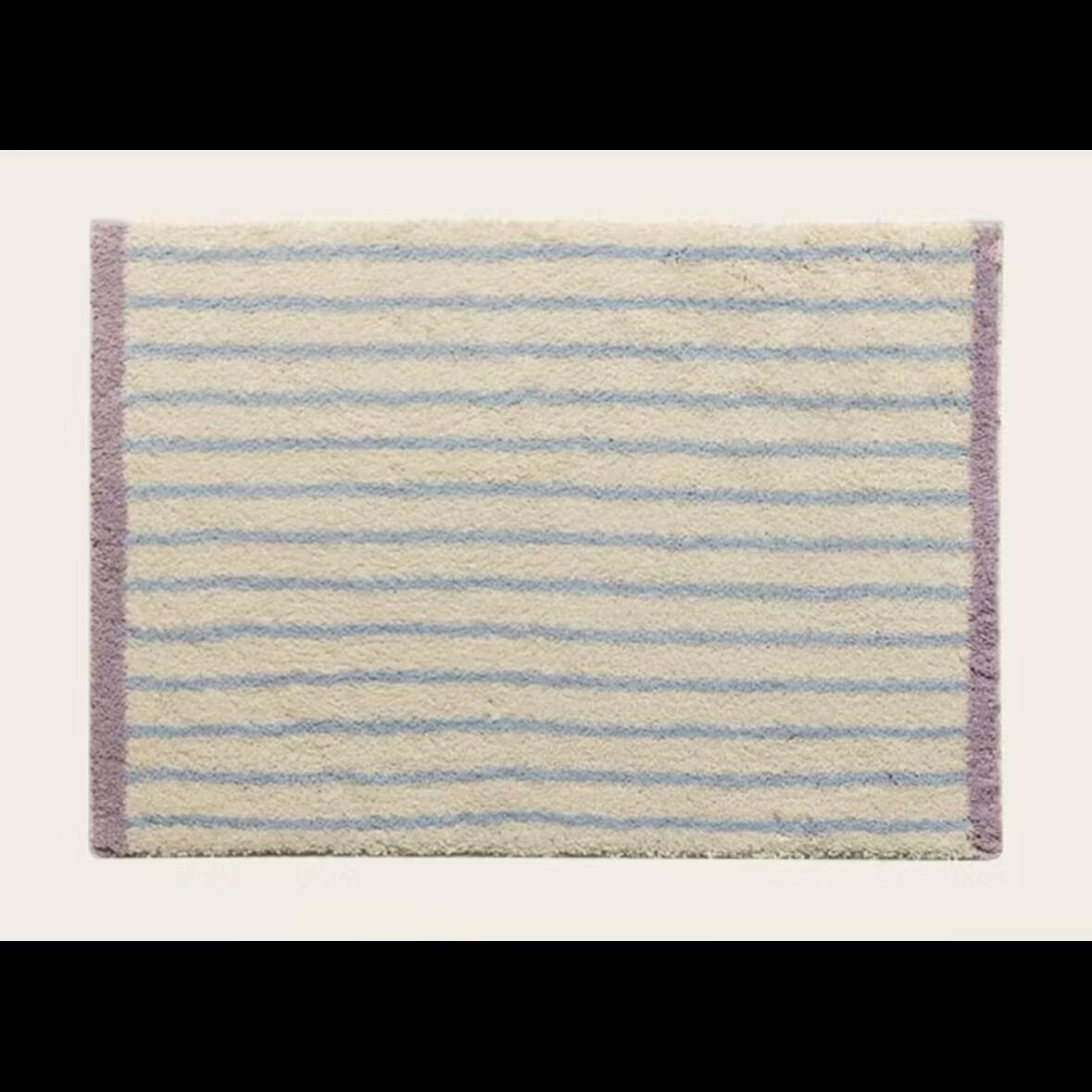 

VIKAMA Simple Checkered Bedroom Side Rug, Bathroom Entrance Rug, Water Absorbent, Anti-Slip, Warmth-Resistant Home Decoration 40x60cm