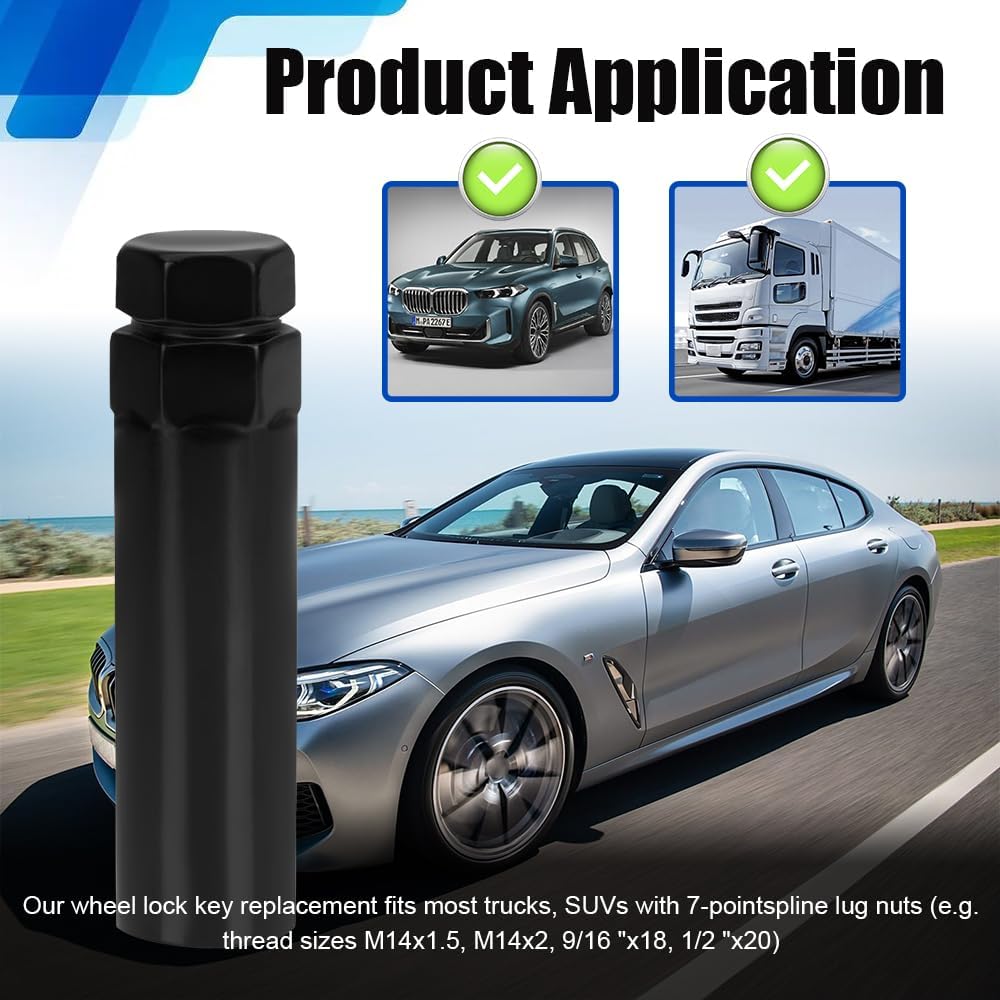7 Spline Lug Nut Socket, Wheel Lock Key Replacement for Aftermarket 7 Spline Lug Nut, Drive Tuner Replacement Socket Key Tool Compatible with 19mm