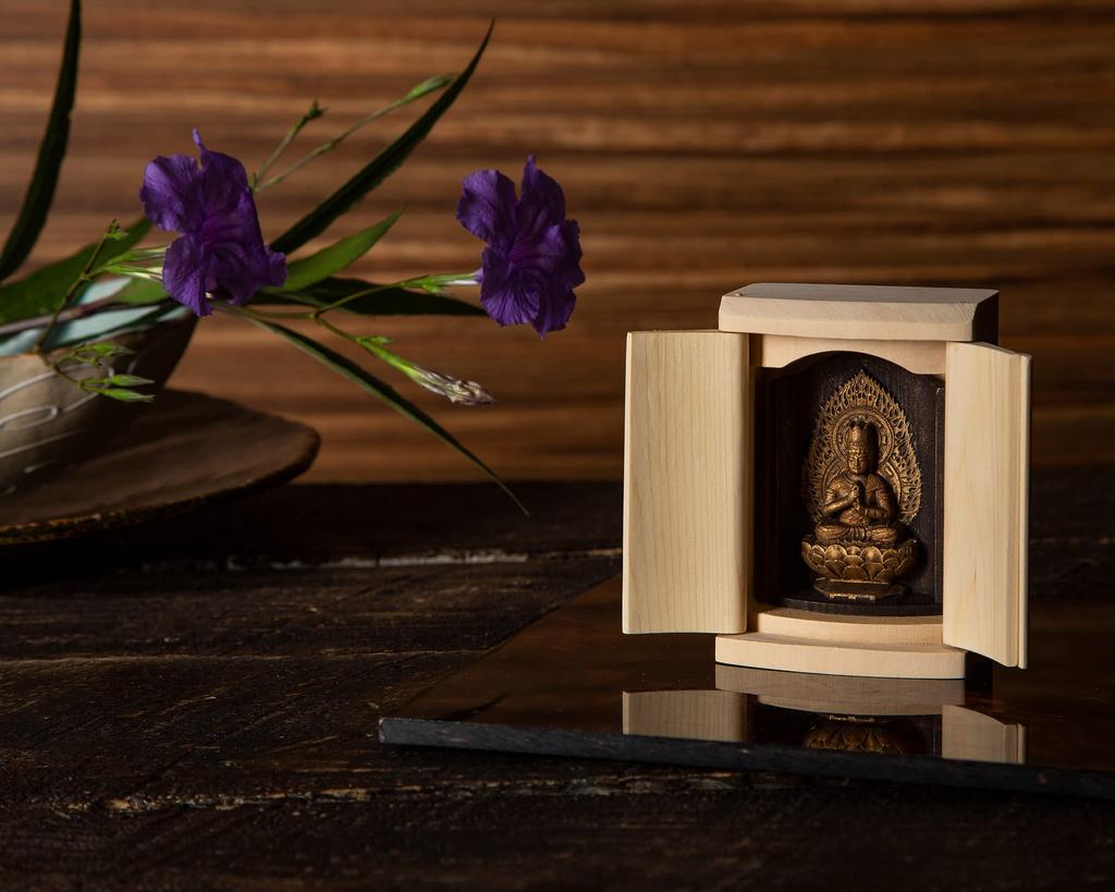 Zeku Vairocana Buddha Statue in a Shrine Gold Prayer at Kongo Mount Koya Charm of the Zodiac for those born in the Years of Sheep and Monkey (Antique