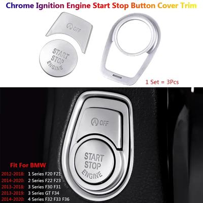 3 x Chrom Auto Zündung Motor Start Stop Knopf Abdeckung Zierleiste Für BMW 1 2 3 4 3GT F30 F34 F32 F33 F20 F22 F21 F23 F31 F36 Innenraum