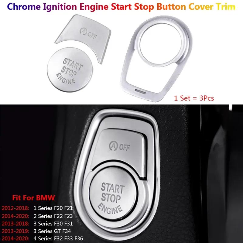 3 X Chrome Car Ignition Engine Start Stop Button Cover Trim For BMW 1 2 3 4 3GT F30 F34 F32 F33 F20 F22 F21 F23 F31 F36 Interior