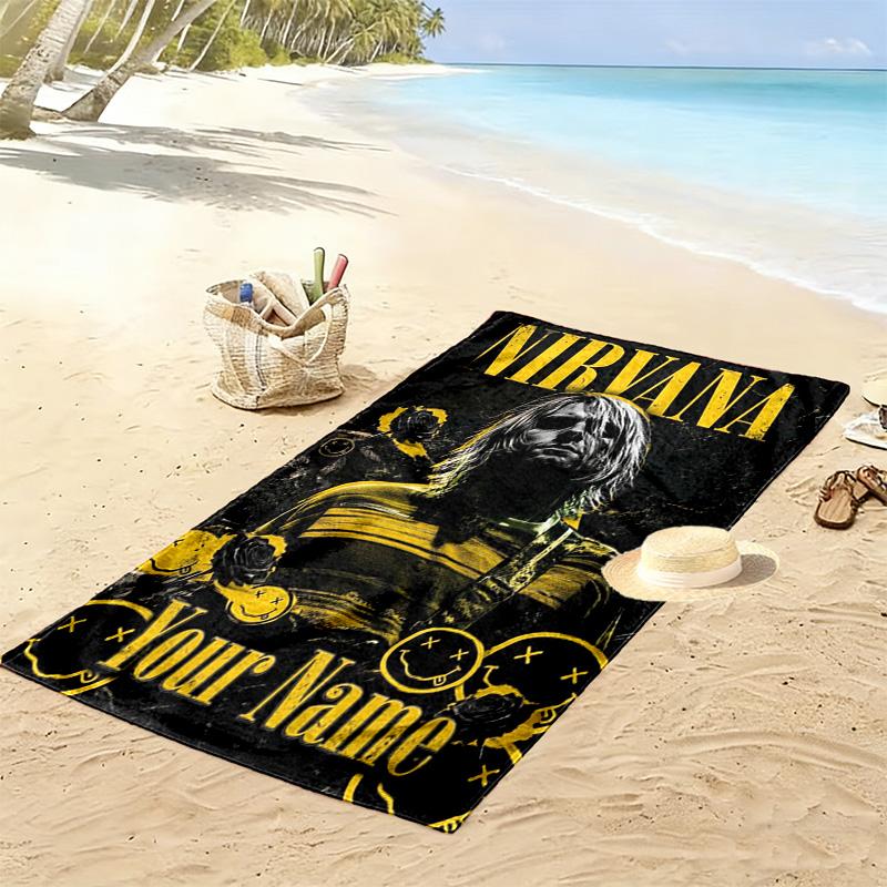 Name Custom Nirvana Print Beach Towel, Large Soft Quick Dry Towel for Beach Camping Swimming