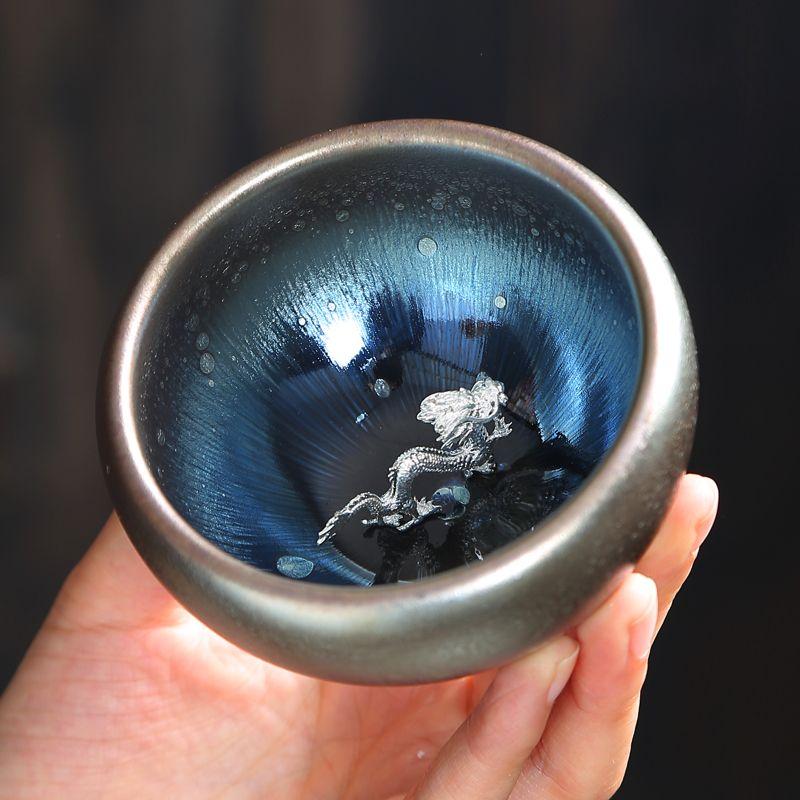 Chinese Jianzhan Teacup Creative 12 Zodiac Ceramic Tea Cup Stargazing Inlaid Animal Large Teacup