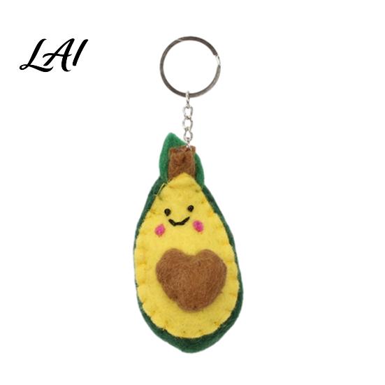 Lustige Lebensmittel-Form Beutelanhänger Handgemacht Wollfilz Obst Schlüsselanhänger Niedlicher Gemüse Schlüsselanhänger für Schlüsselanhänger Rucksäcke Avocado Brokkoli Lauch
