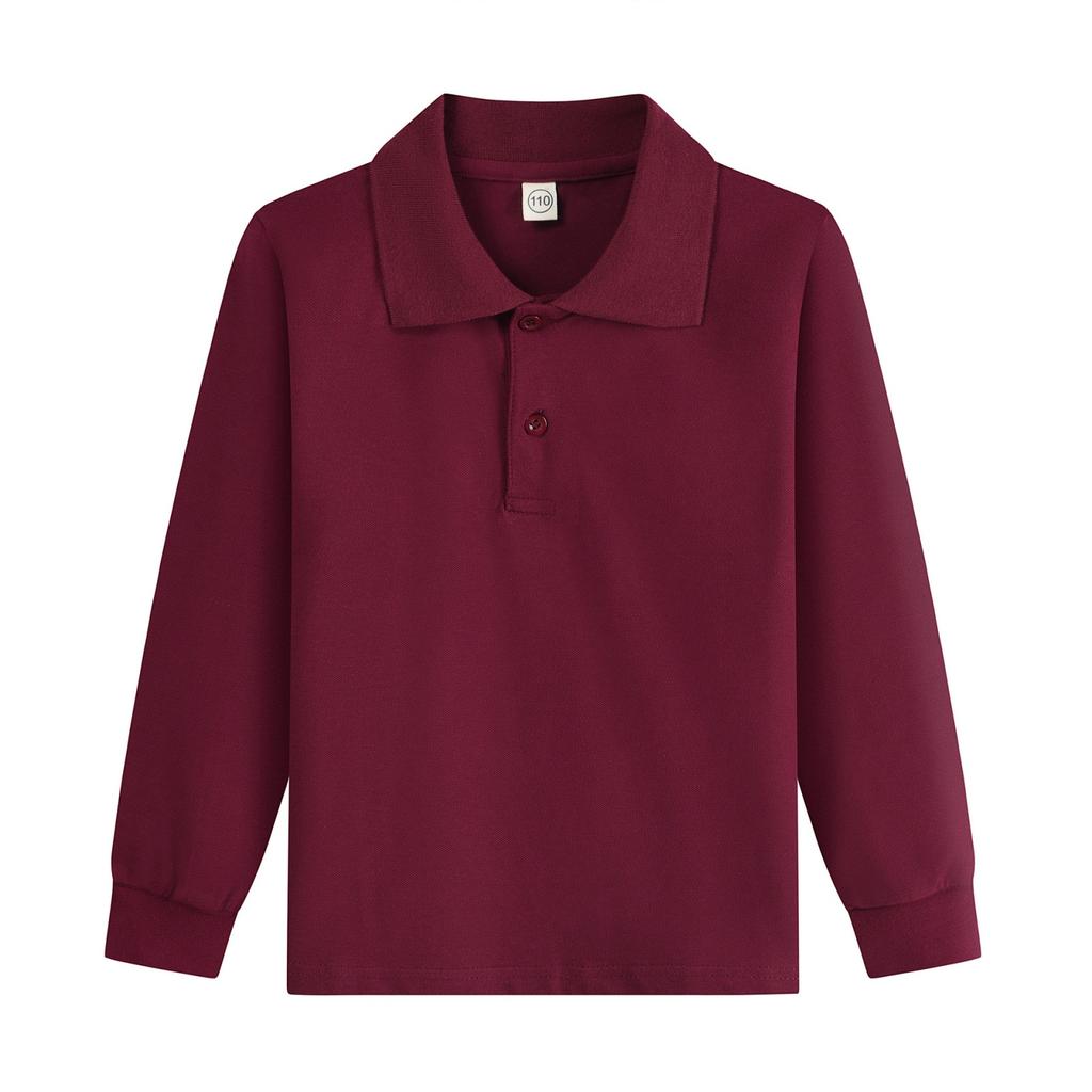 Kinder Langarm Baumwollhemd mit Kragen für Schuluniform T-Shirt