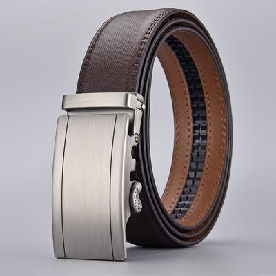 Cintura da Uomo Cintura in Pelle Bovina Vera Cintura Marrone Cintura Casual Business Fibbia Automatica Cintura da Uomo
