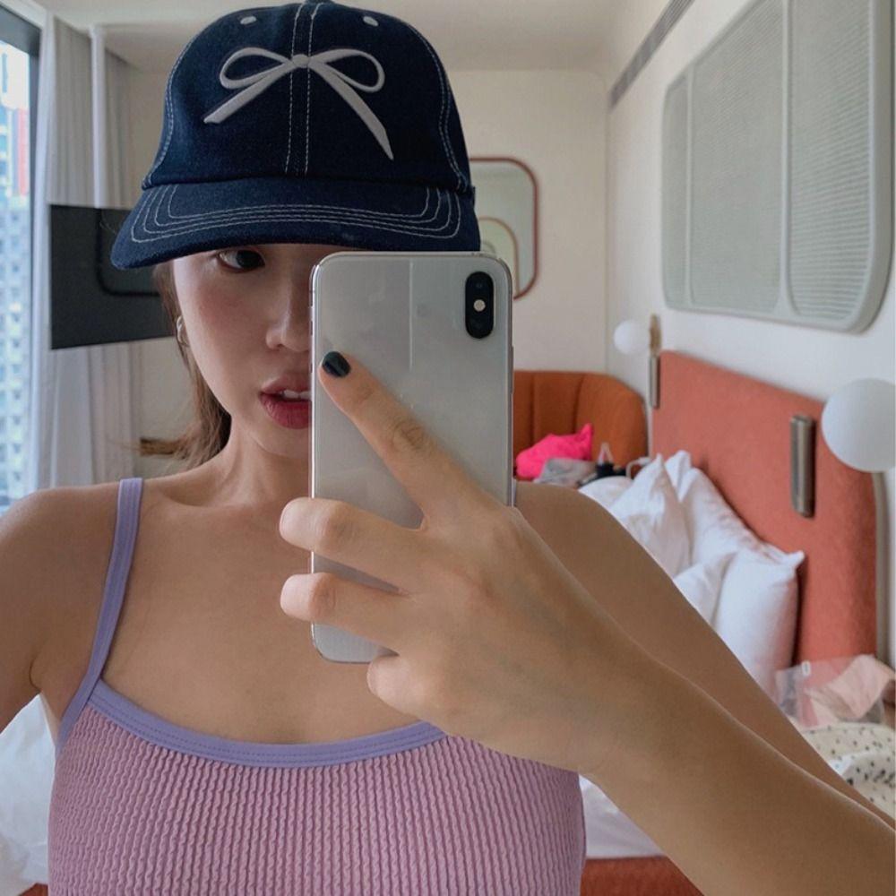 

Embroidery Embroidery Bow Baseball Cap Cotton Peaked Cap Simple Sun Hat Men