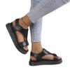New thick-soled large-size hollow sandals casual solid color Velcro fish mouth shoes size 35-43